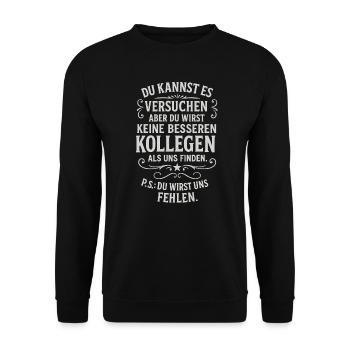Collègues Adieu Collègue Changement de poste - Sweat-shirt Unisexe - noir - Devant - Alina (178cm) & Michal (187cm)