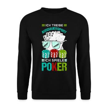 Ich treibe Ausdauersport Ich spiele Poker - Unisex Pullover - Schwarz - Vorne - Alina (178cm) & Michal (187cm)