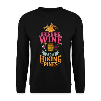 Camping Wine Drinker Beginner Camper Hiking - Unisex Sweatshirt - black - Front - Alina (178cm) & Michal (187cm)