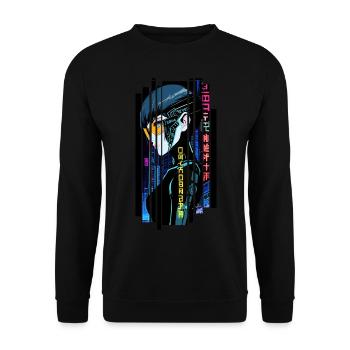 Cyborg woman blue kanji - Unisex Sweatshirt - black - Front - Alina (178cm) & Michal (187cm)