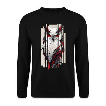 Cyborg Eule Kanji Rot Gold - Unisex Pullover - Schwarz - Vorne - Alina (178cm) & Michal (187cm)