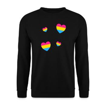 Pansexuelle Flagge Herzen - Unisex Pullover - Schwarz - Vorne - Alina (178cm) & Michal (187cm)