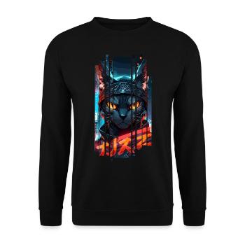 Cyber chat Urban city neon - Unisex Sweatshirt - black - Front - Alina (178cm) & Michal (187cm)