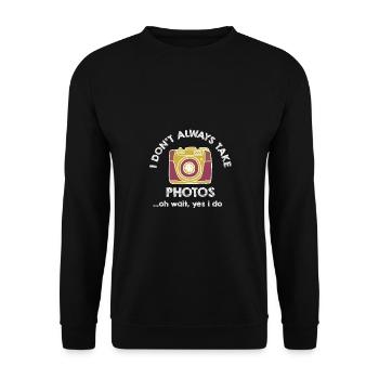 Fotografen Spruch Hobby Fotograf - Unisex Pullover - Schwarz - Vorne - Alina (178cm) & Michal (187cm)