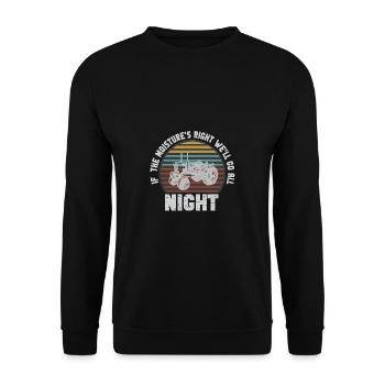 Lustiger Landwirt Spruch mit Traktor - Unisex Pullover - Schwarz - Vorne - Alina (178cm) & Michal (187cm)