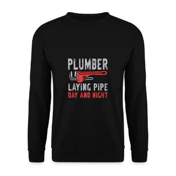 Handwerker Installateur Spruch Klempner - Unisex Pullover - Schwarz - Vorne - Alina (178cm) & Michal (187cm)