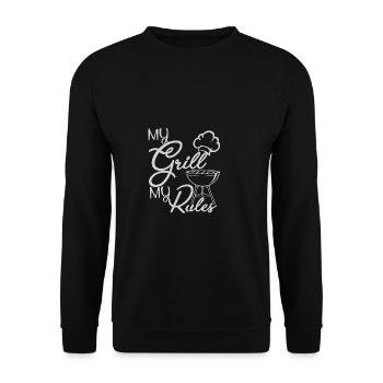Lustiger Grill-Spruch I Grillen Motiv - Unisex Pullover - Schwarz - Vorne - Alina (178cm) & Michal (187cm)