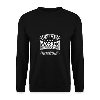 Rentner Sprüche & Geschenke Ruhestand - Unisex Pullover - Schwarz - Vorne - Alina (178cm) & Michal (187cm)