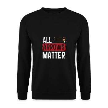 Lustiger Bogensport Spruch Bogenschießen - Unisex Pullover - Schwarz - Vorne - Alina (178cm) & Michal (187cm)