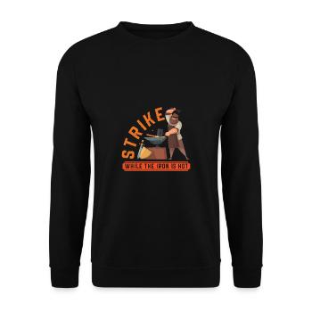 Lustiger Schmied Spruch & Schmieden - Unisex Pullover - Schwarz - Vorne - Alina (178cm) & Michal (187cm)