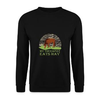 Schönes Reiten Pferde Spruch für Reiter - Unisex Pullover - Schwarz - Vorne - Alina (178cm) & Michal (187cm)