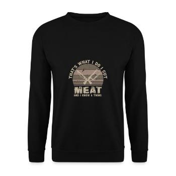 Metzger Fleischer Sprücher I Metzgerei - Unisex Pullover - Schwarz - Vorne - Alina (178cm) & Michal (187cm)