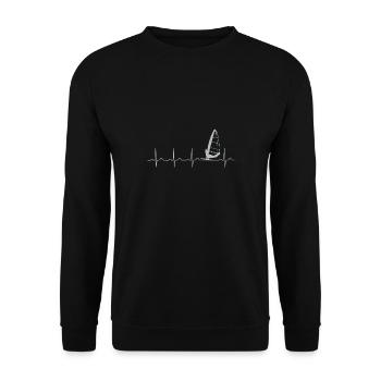 Windsurfing Herzschlag Windsurfer Wind Wasser - Unisex Pullover - Schwarz - Vorne - Alina (178cm) & Michal (187cm)