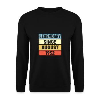 Legendary Since August 1952 70. Geburtstag - Unisex Pullover - Schwarz - Vorne - Alina (178cm) & Michal (187cm)
