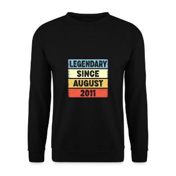 Legendary Since August 2011 11. Geburtstag - Unisex Pullover - Schwarz - Vorne - Alina (178cm) & Michal (187cm)