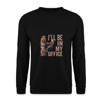 Motorsäge I'll Be In My Office Holzfäller - Unisex Pullover - Schwarz - Vorne - Alina (178cm) & Michal (187cm)