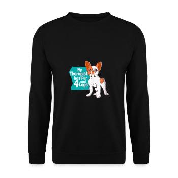 My Therapist Has Fur and 4 Legs Hund Französische - Unisex Pullover - Schwarz - Vorne - Alina (178cm) & Michal (187cm)