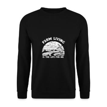 Lustiger Landwirt Spruch mit Traktor - Unisex Pullover - Schwarz - Vorne - Alina (178cm) & Michal (187cm)
