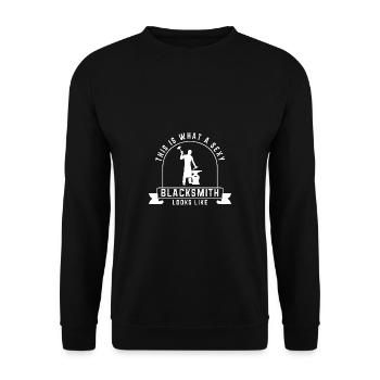 Lustiger Schmied Spruch & Schmieden - Unisex Pullover - Schwarz - Vorne - Alina (178cm) & Michal (187cm)