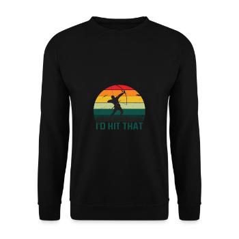 Lustiger Bogensport Spruch Bogenschießen - Unisex Pullover - Schwarz - Vorne - Alina (178cm) & Michal (187cm)