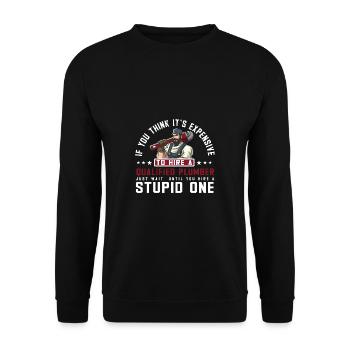 Handwerker Installateur Spruch Klempner - Unisex Pullover - Schwarz - Vorne - Alina (178cm) & Michal (187cm)