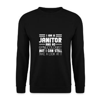 Putzfrau Spruch Reinigungskraft Putzfee - Unisex Pullover - Schwarz - Vorne - Alina (178cm) & Michal (187cm)