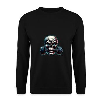 Crâne de musculation No Limit Workout avec haltère - Sweat-shirt Unisexe - noir - Devant - Alina (178cm) & Michal (187cm)