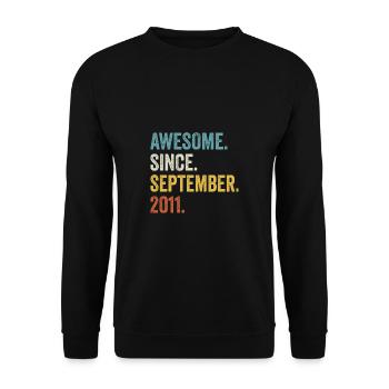 11 Years Old Awesome Since September 2011 11th - Unisex Sweatshirt - black - Front - Alina (178cm) & Michal (187cm)