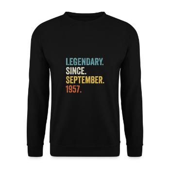 Legendary Since September 1957 65. Geburtstag - Unisex Pullover - Schwarz - Vorne - Alina (178cm) & Michal (187cm)