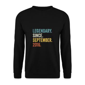 6 Years Old Legendary Since September 2016 6th - Unisex Sweatshirt - black - Front - Alina (178cm) & Michal (187cm)