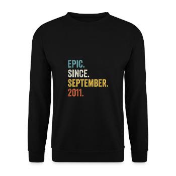 11 Years Old Epic Since September 2011 11th - Unisex Sweatshirt - black - Front - Alina (178cm) & Michal (187cm)
