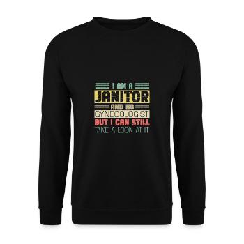 Putzfrau Spruch Reinigungskraft Putzfee - Unisex Pullover - Schwarz - Vorne - Alina (178cm) & Michal (187cm)