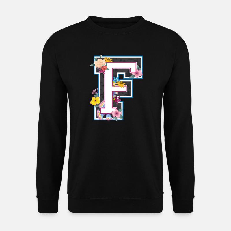 Buchstabe F im varsity Stil - Unisex Pullover - Schwarz