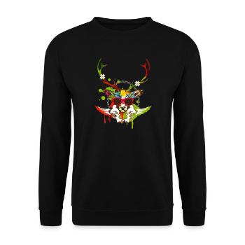 A stag's head with red sunglasses - Unisex Sweatshirt - black - Front - Alina (178cm) & Michal (187cm)
