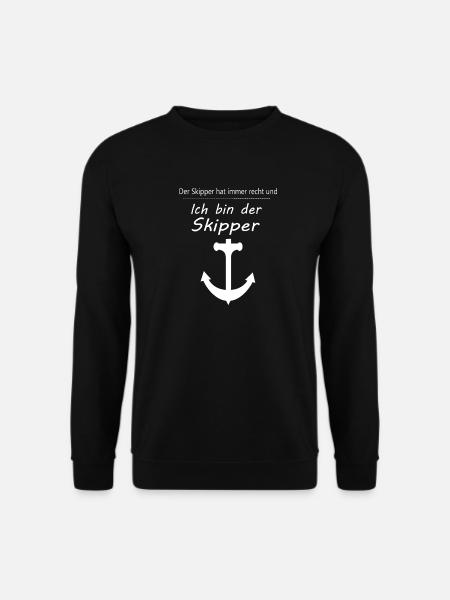 Der Skipper hat immer Recht, Lustiger Segel Spruch - Unisex Pullover - Schwarz
