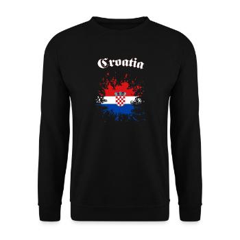 Kroatien Splatter Croatia - Unisex Pullover - Schwarz - Vorne - Alina (178cm) & Michal (187cm)