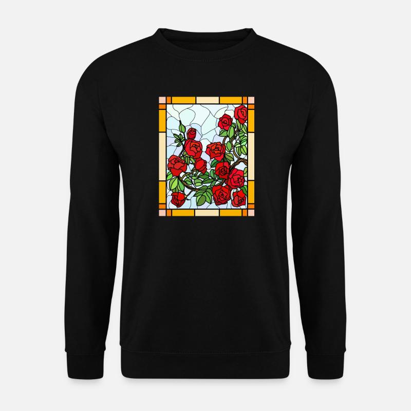 Glasmalerei Rosen - Unisex Pullover - Schwarz