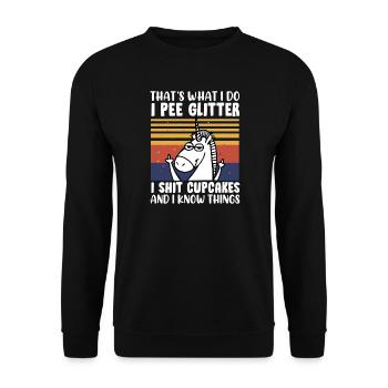 Einhorn Spruch Lustig - Unisex Pullover - Schwarz - Vorne - Alina (178cm) & Michal (187cm)
