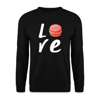 Love Erdbeer-Makron - Geschenk Küche - Unisex Pullover - Schwarz - Vorne - Alina (178cm) & Michal (187cm)