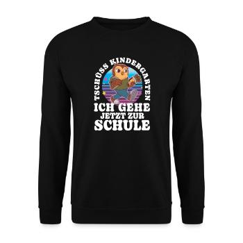 Einschulung 08 Zeichenfläche 16 - Unisex Pullover - Schwarz - Vorne - Alina (178cm) & Michal (187cm)