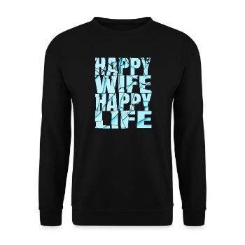 Femme heureuse vie heureuse - Sweat-shirt Unisexe - noir - Devant - Alina (178cm) & Michal (187cm)