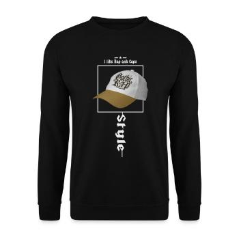 J’aime le rap et les casquettes - Sweat-shirt Unisexe - noir - Devant - Alina (178cm) & Michal (187cm)