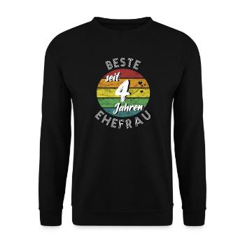 beste Ehefrau seit 4 Jahren 4. Hochzeitstag retro - Unisex Pullover - Schwarz - Vorne - Alina (178cm) & Michal (187cm)