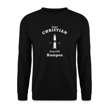 Sylt, Leuchtturm kampen, langer Christian - Unisex Pullover - Schwarz - Vorne - Alina (178cm) & Michal (187cm)