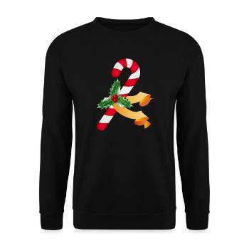 Zuckerstange und Stechpalme für die Weihnachtszeit - Unisex Pullover - Schwarz - Vorne - Alina (178cm) & Michal (187cm)