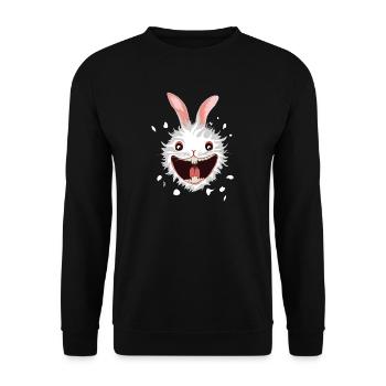 White Rabbit Head - Unisex Sweatshirt - black - Front - Alina (178cm) & Michal (187cm)