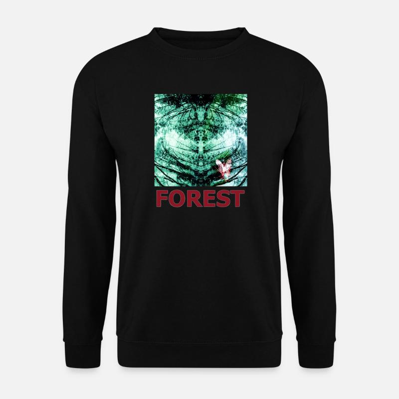 Wald Spiegelung und Schmetterling - Unisex Pullover - Schwarz