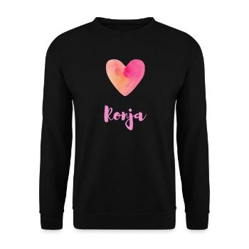 Ronja Rosa Herz Mädchen Aesthetic Geschenk Tee - Unisex Pullover - Schwarz - Vorne - Alina (178cm) & Michal (187cm)