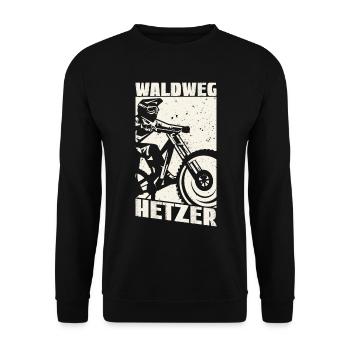 Waldweg Hetzer - Unisex Pullover - Schwarz - Vorne - Alina (178cm) & Michal (187cm)