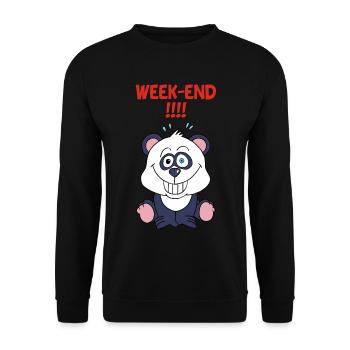 Panda am Wochenende - Unisex Pullover - Schwarz - Vorne - Alina (178cm) & Michal (187cm)
